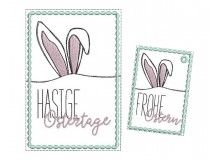 Stickdatei - Postkarte ITH "Hasige Ostertage & Frohe Ostern" Hasenohren